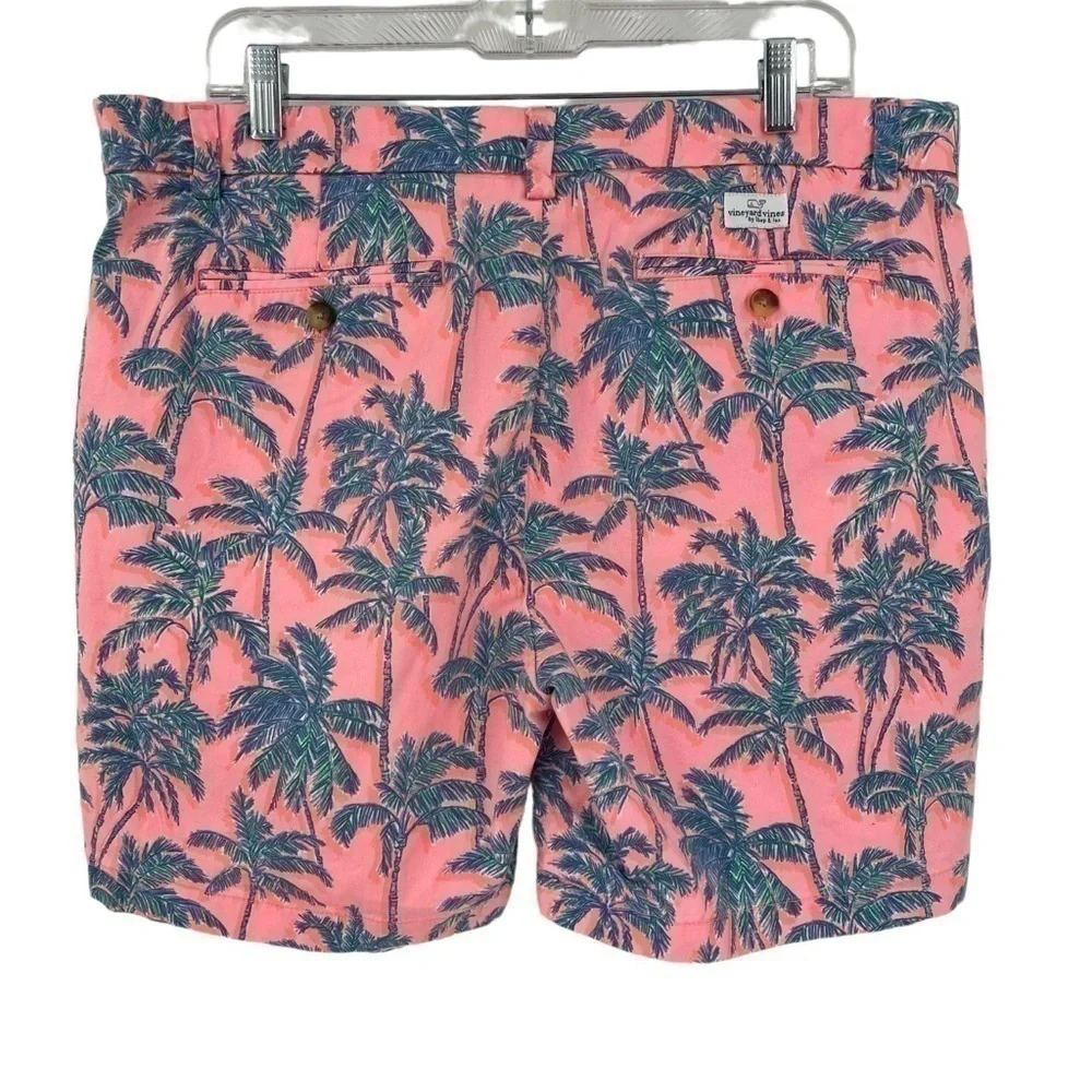 Vineyard Vines Breaker Pink Miami Shorts Palm Trees Size  35 Mens